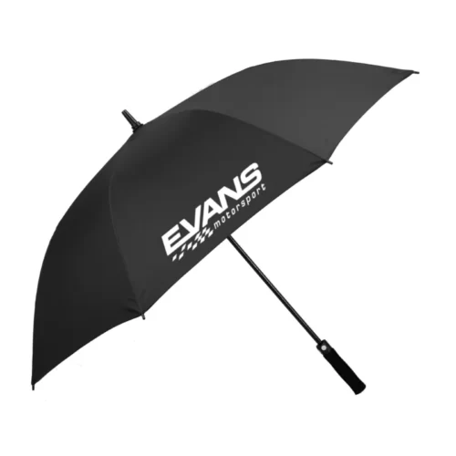 Custom printed golf umbrella in black with 1 colour print