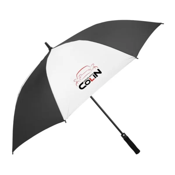 Black and white golf umbrella for promotional printing - no minimum order