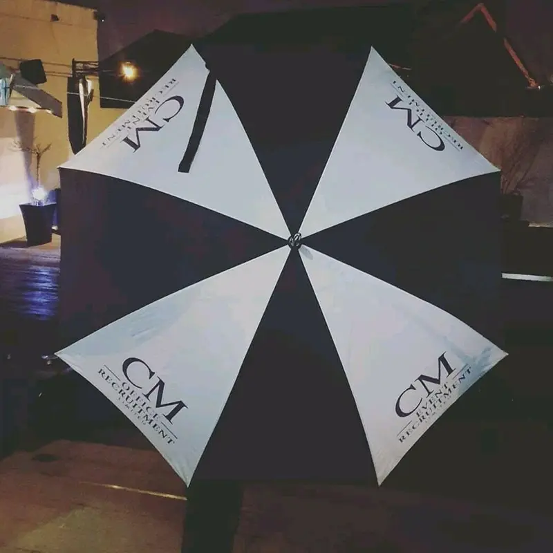 DX-1 Full Size Promotional Umbrella for printing. Black & White Panels. No minimum order.