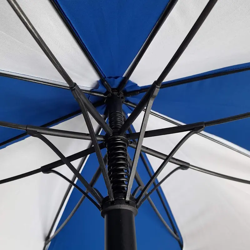 Blue & White panel golf umbrella for promotional printing. Frame.