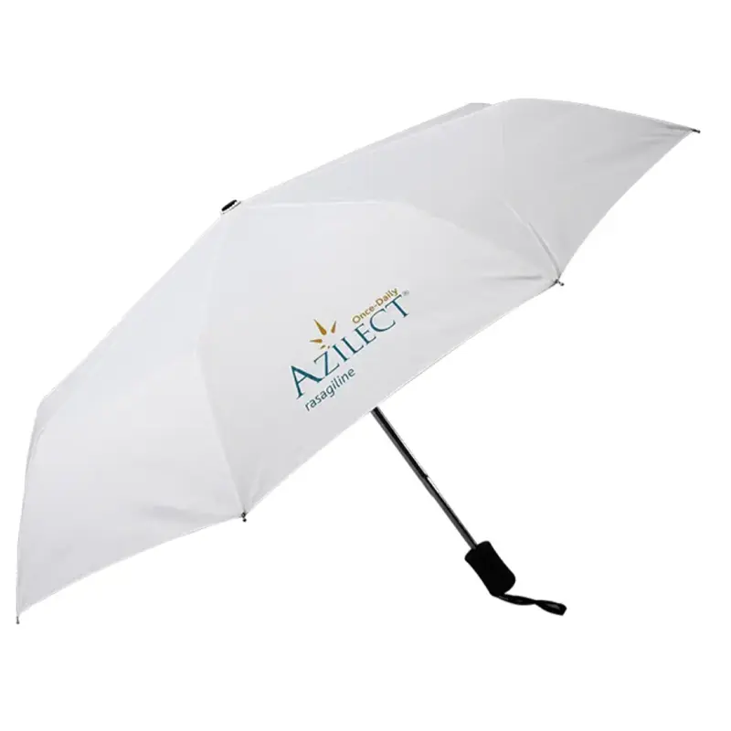 White foldable compact umbrella for printing. Logo.