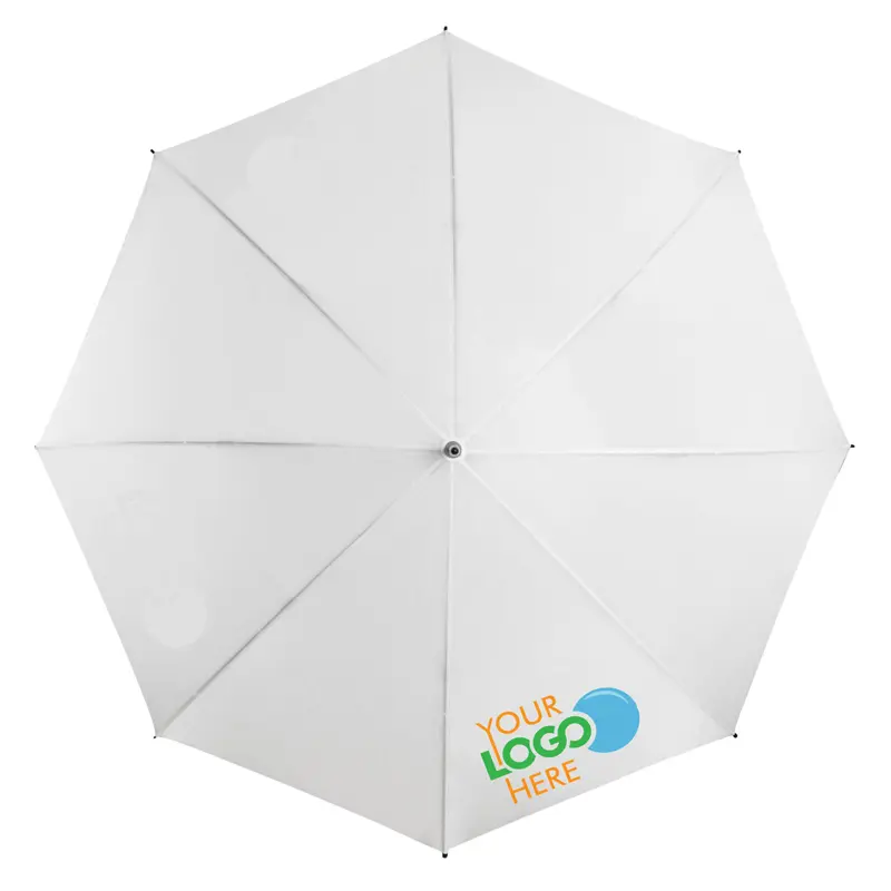 White foldable compact umbrella for printing. Top.
