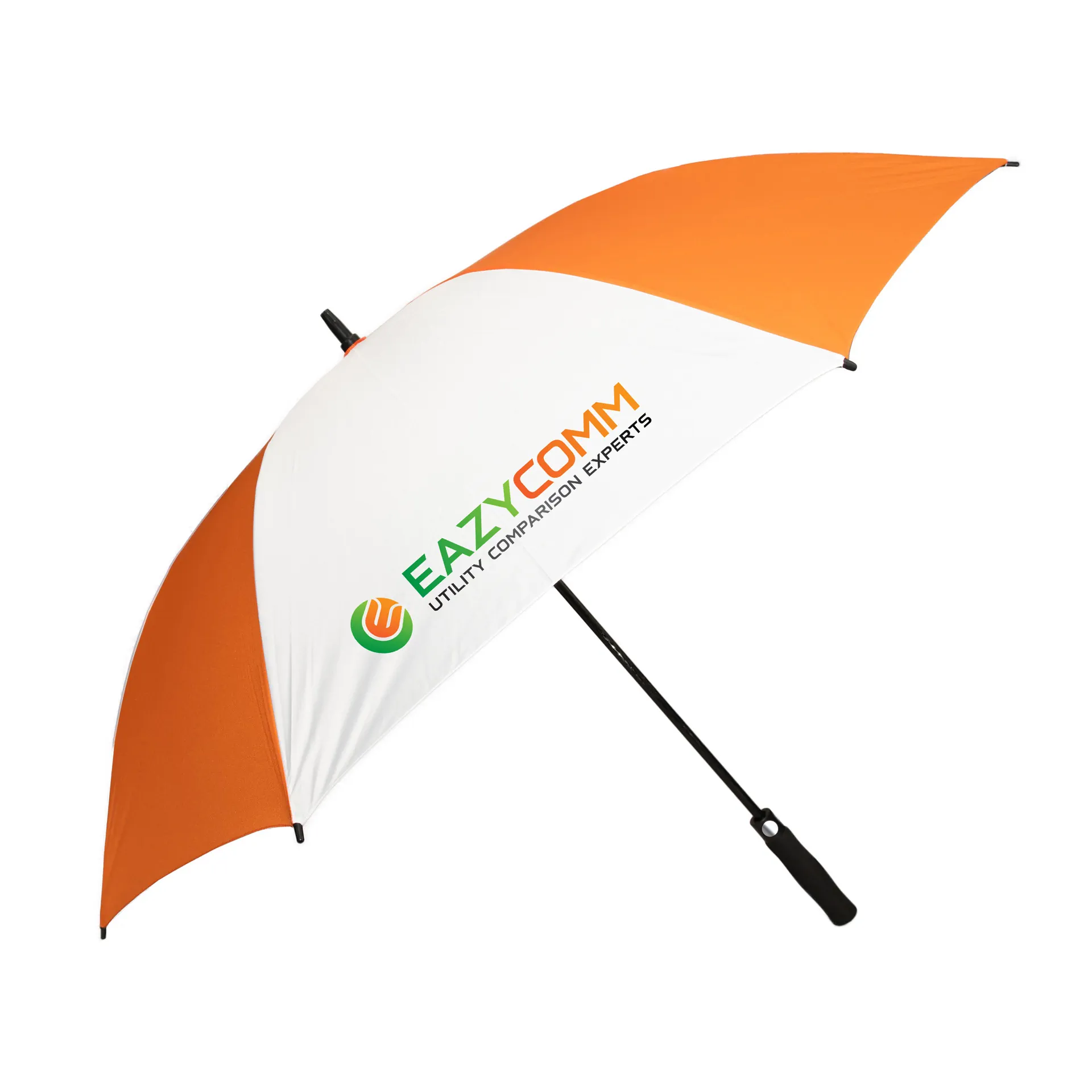 orange_white_easyc Custom branded promotional umbrella - no minimum order. Orange and white DX-1.