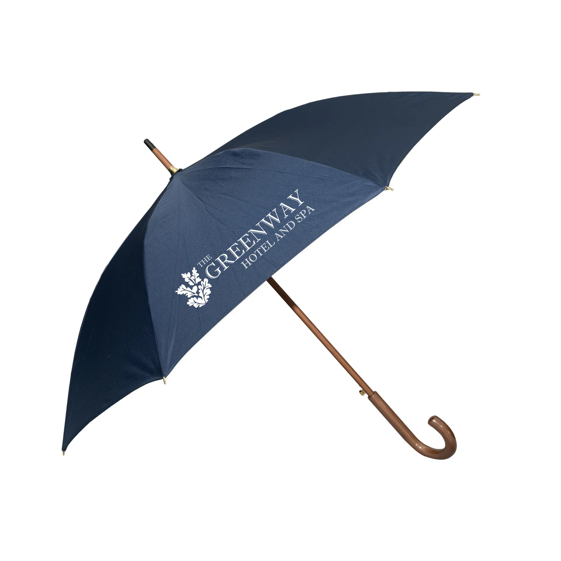 navy_navy_dw1_greenw Custom printed promotional umbrella - DW1 navy panel umbrella - example