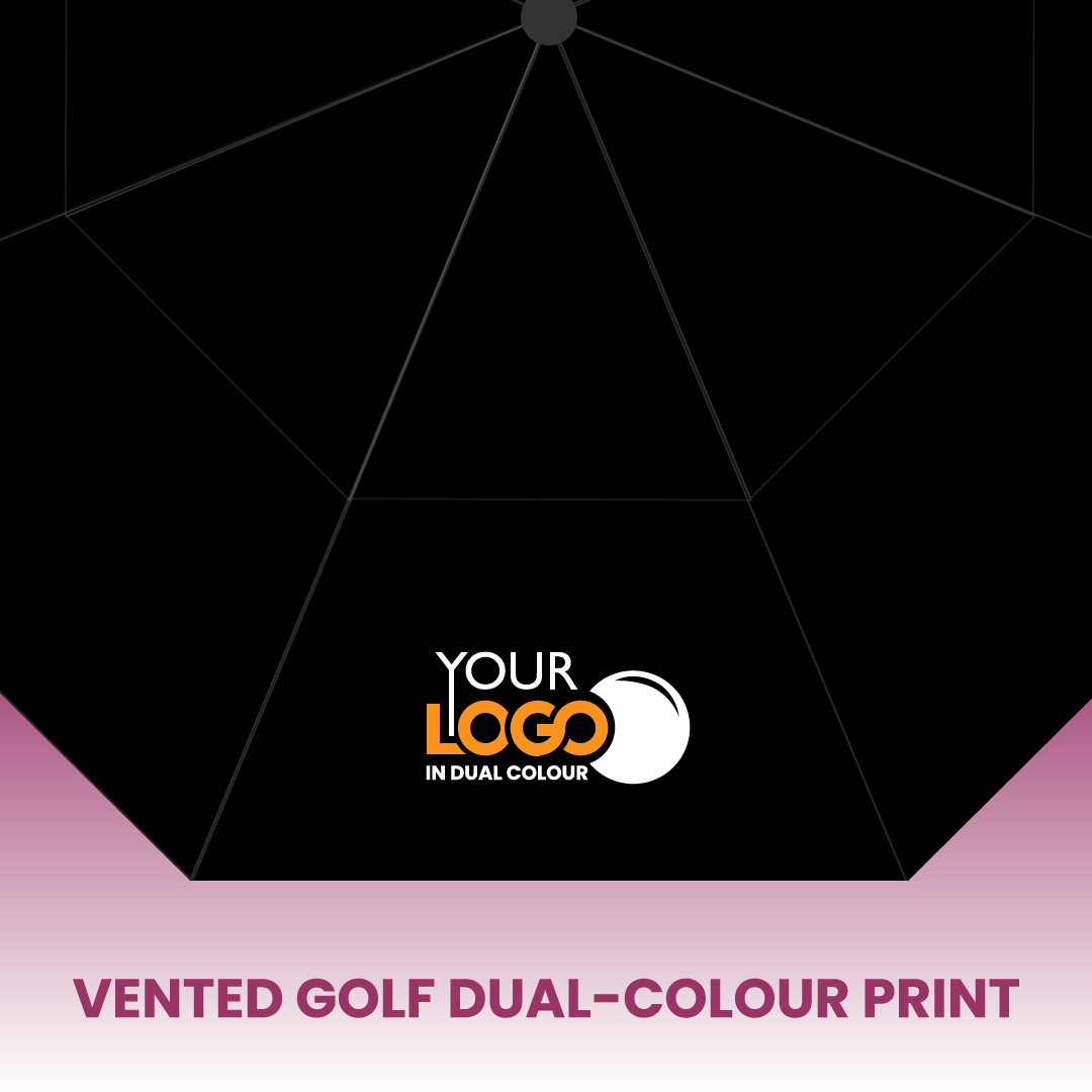 Vented Golf Umbrellas - Dual Colour Print on Coloured Panels